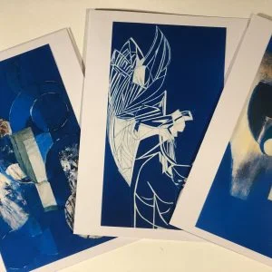 Greeting Cards Blue Art Deco Set X 3. 5×7”